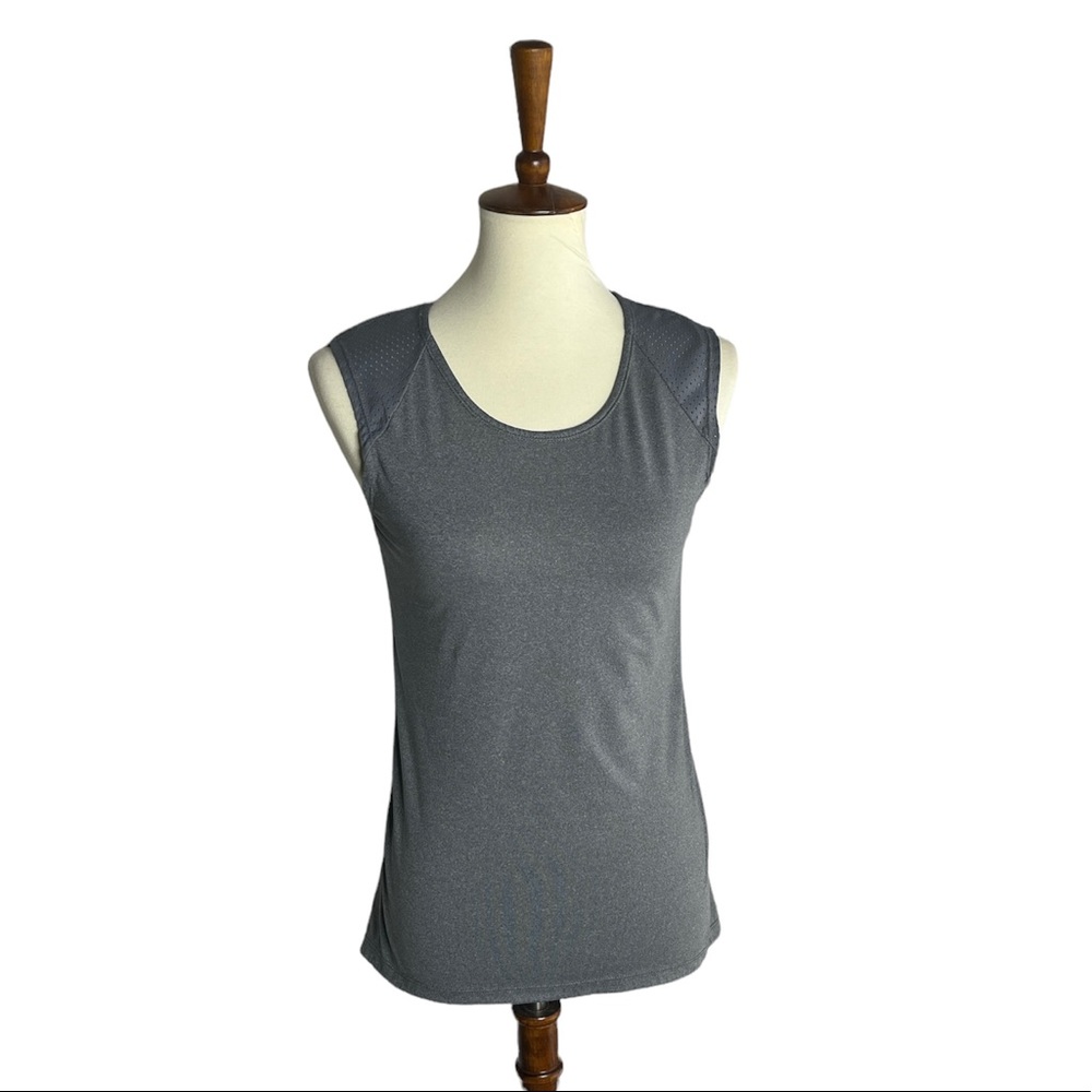 Women’s Grey Mesh Gym Sleeveless Tank Top